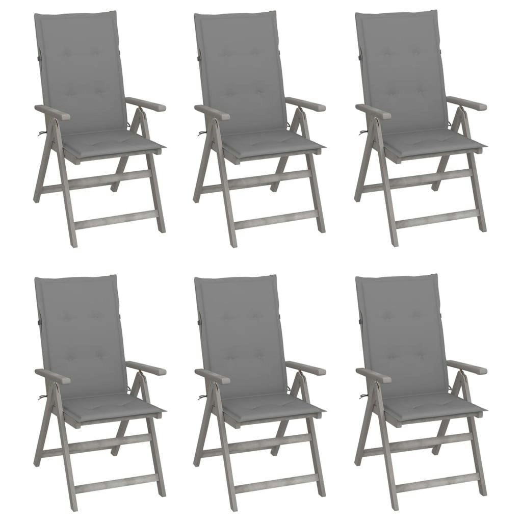 Garden Reclining Chairs 6 pcs with Cushions Solid Acacia Wood 3065318