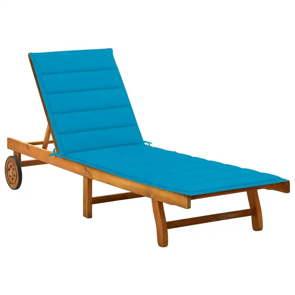 Garden Sun Lounger with Cushion Solid Acacia Wood 3061348