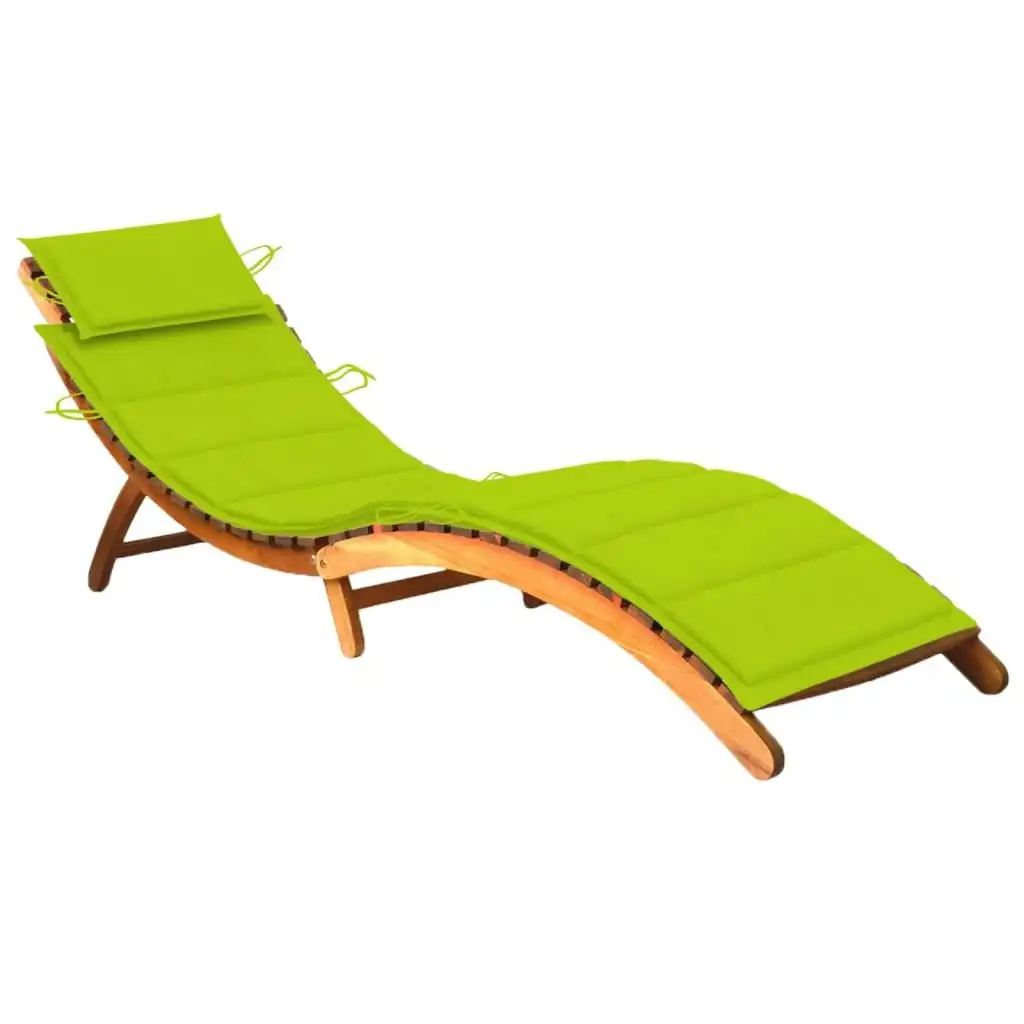 Garden Sun Lounger with Cushion Solid Acacia Wood 3061583