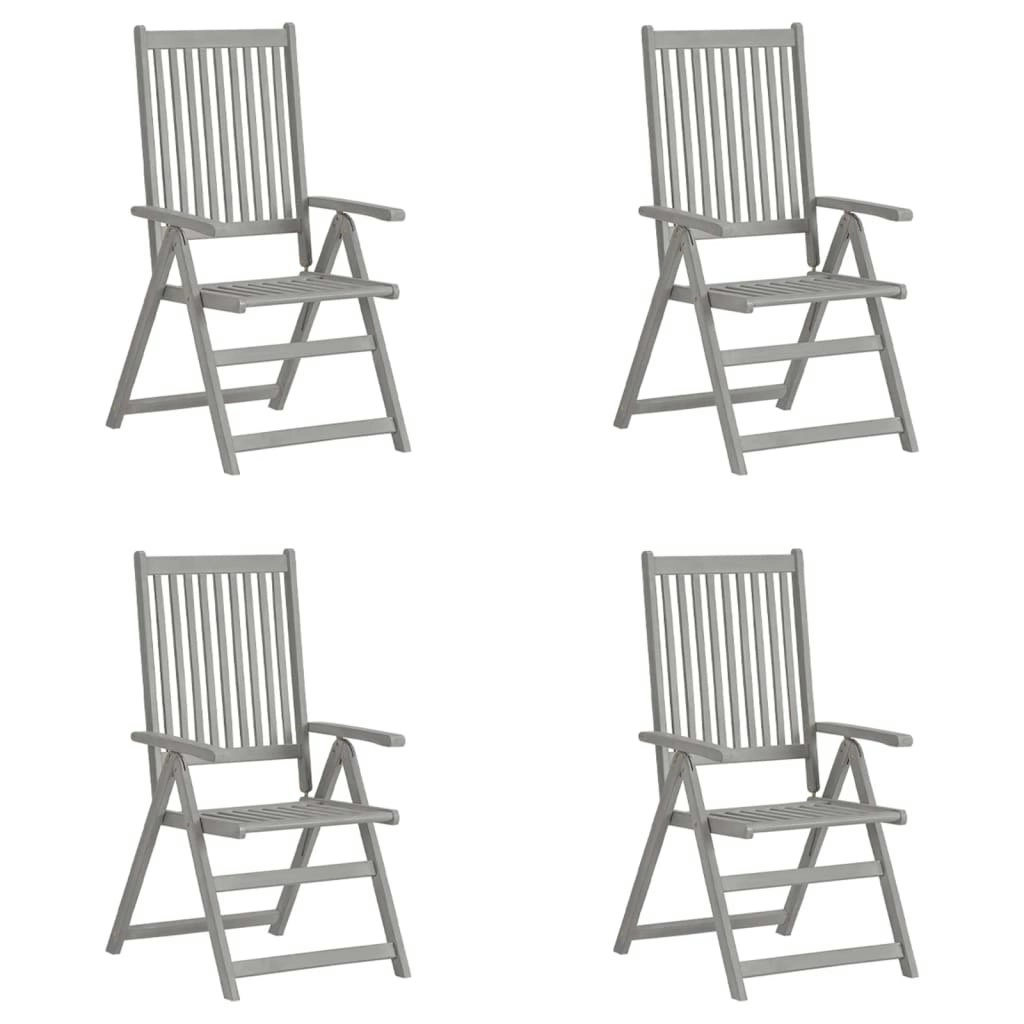 Garden Reclining Chairs 4 pcs Grey Solid Wood Acacia 3065517