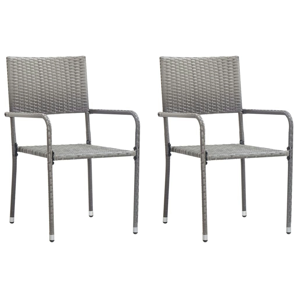 Outdoor Dining Chairs 2 pcs Poly Rattan Grey 46412