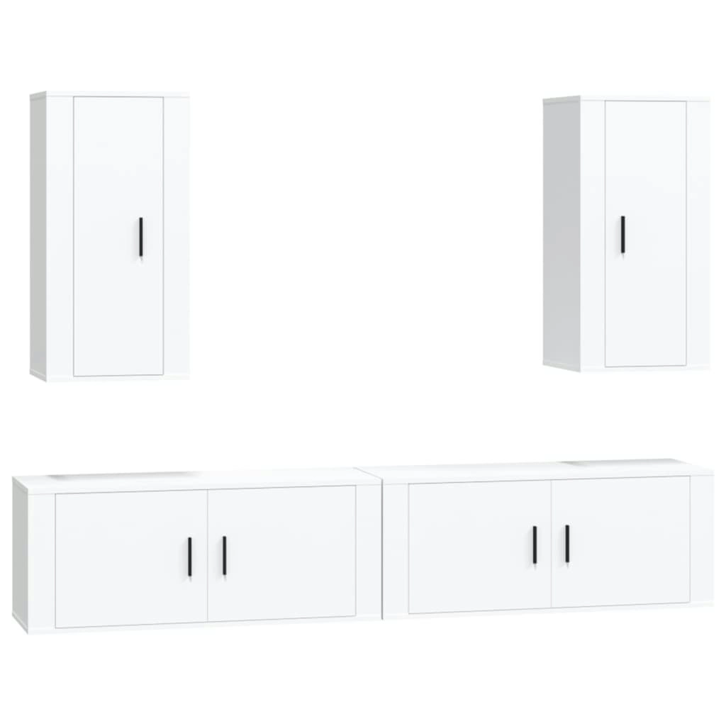 4 Piece TV Cabinet Set White Engineered Wood 3188694