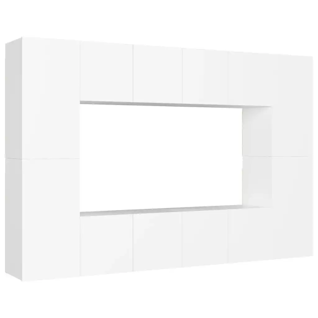 8 Piece TV Cabinet Set White Engineered Wood 3078668