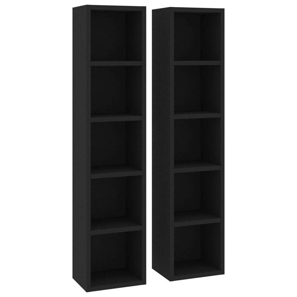 CD Cabinets 2 pcs Black 21x16x93.5 cm Engineered Wood 802697