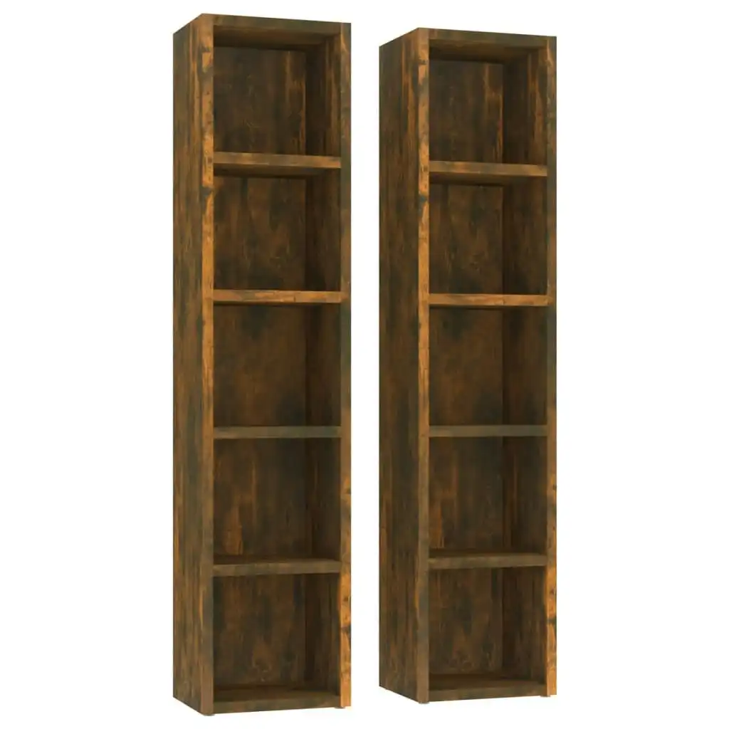 CD Cabinets 2 pcs Smoked Oak 21x16x93.5 cm Engineered Wood 815318