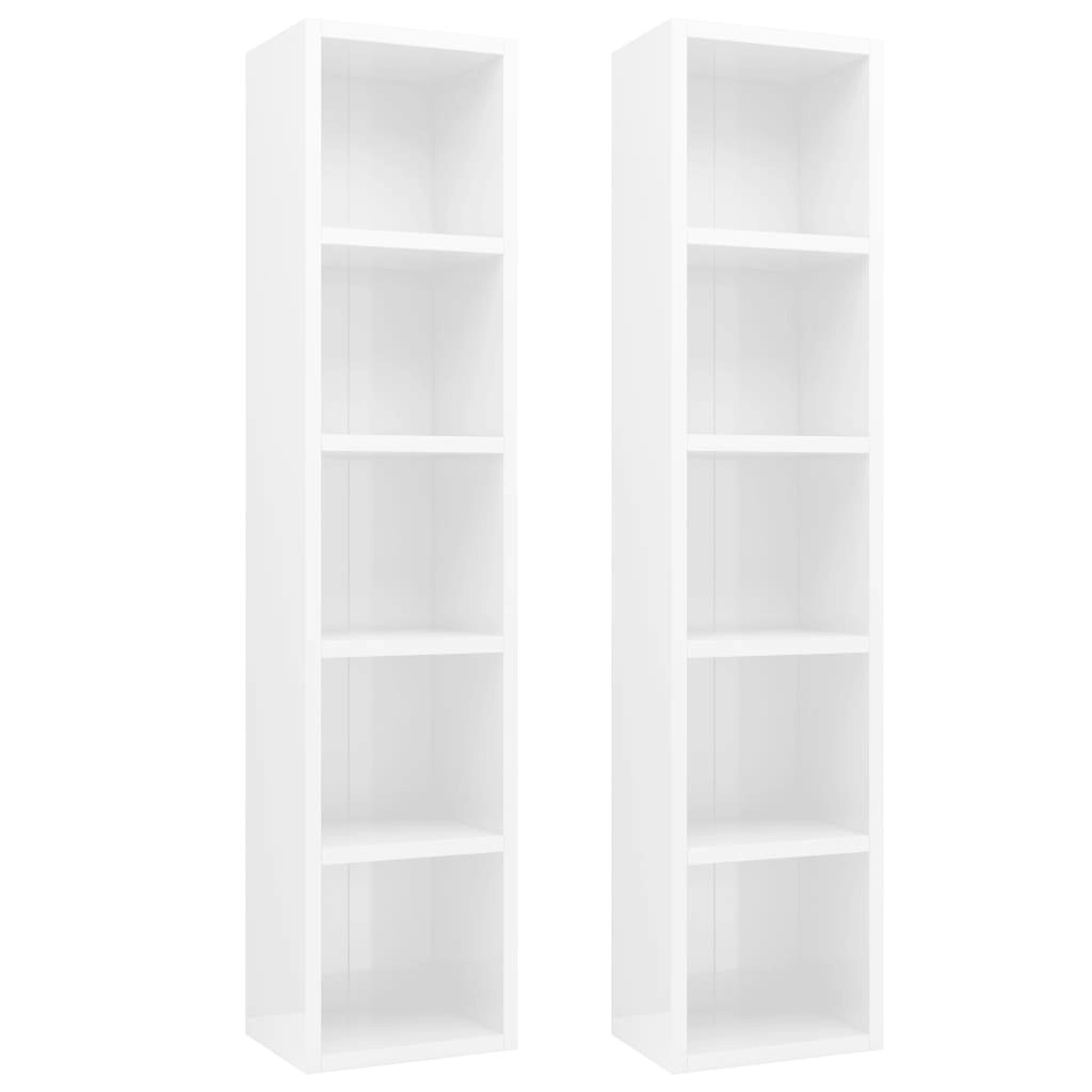 CD Cabinets 2 pcs High Gloss White 21x16x93.5 cm Engineered Wood 802702