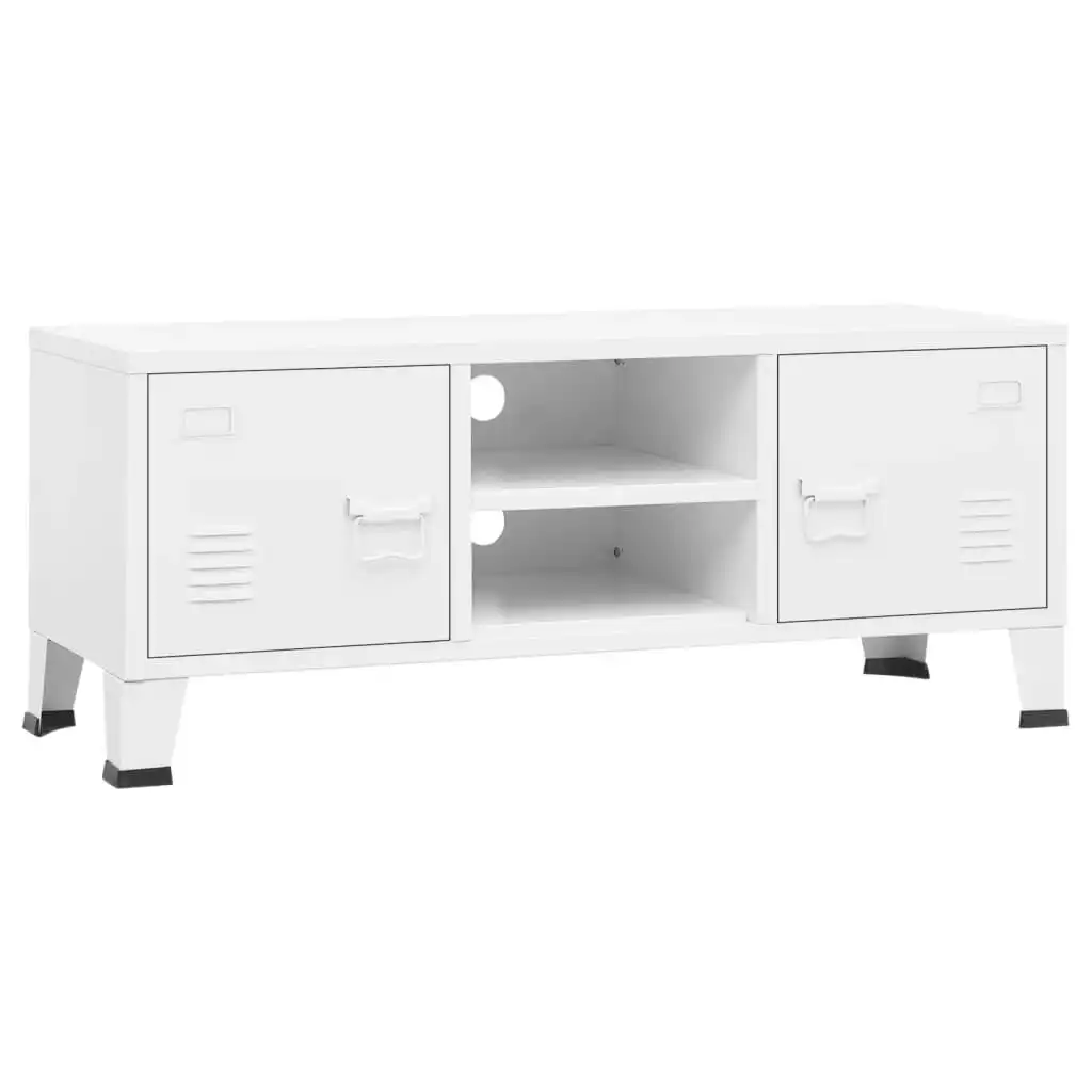 Industrial TV Cabinet White 105x35x42 cm Metal 339619