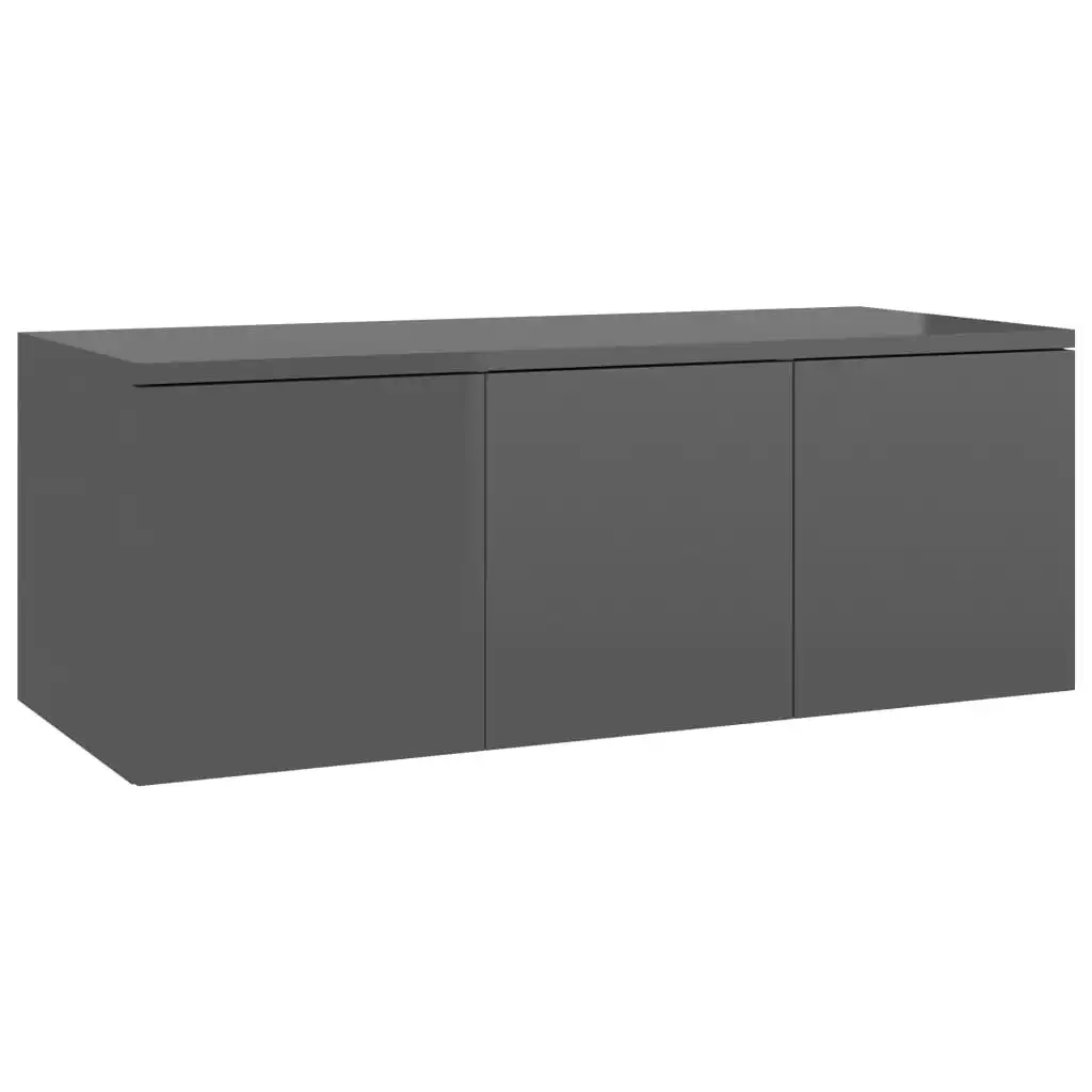 TV Cabinet High Gloss Grey 80x34x30 cm Engineered Wood 801867