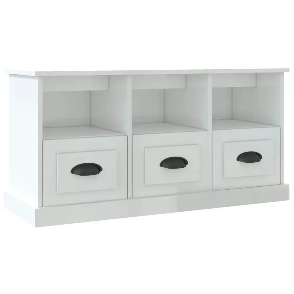 TV Cabinet High Gloss White 100x35x50 cm Engineered Wood 816290