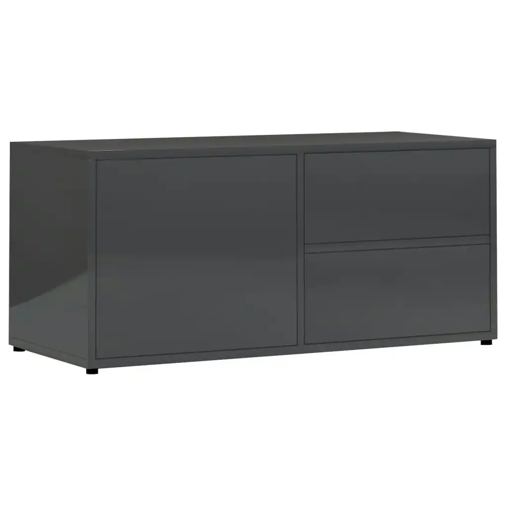 TV Cabinet High Gloss Grey 80x34x36 cm Engineered Wood 801858