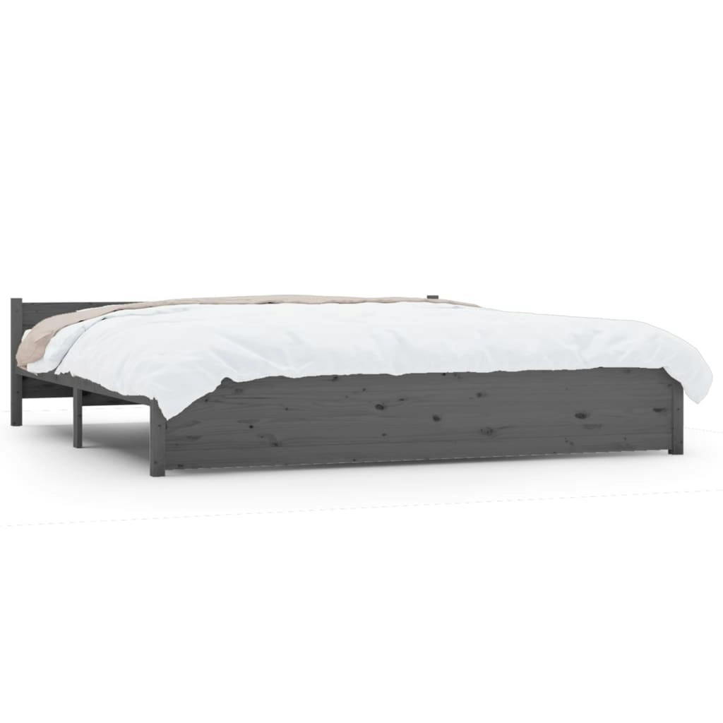 Bed Frame Grey Solid Wood 183x203 cm King Size 815061