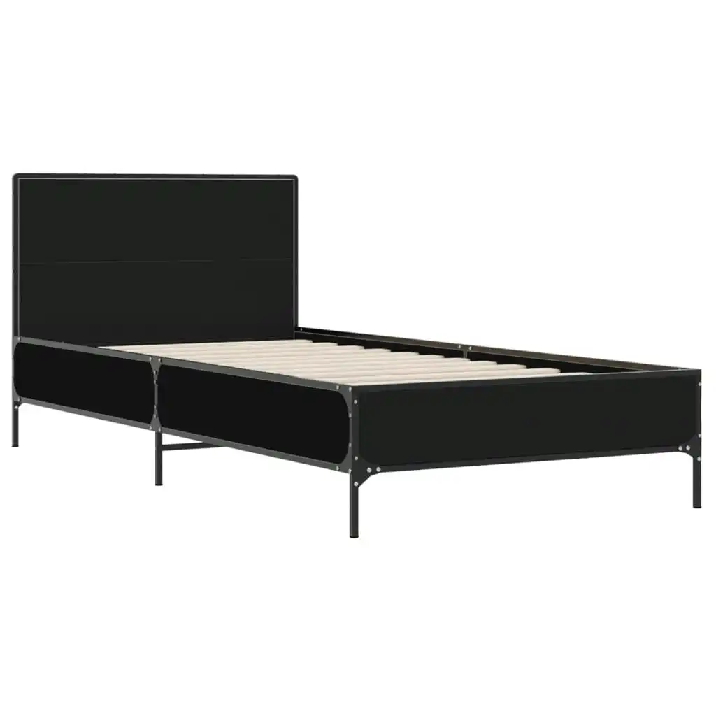 Bed Frame Black 90x190 cm Engineered Wood and Metal 845562