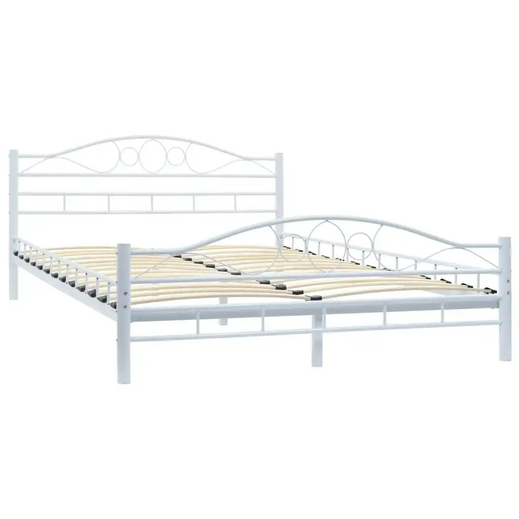 Bed Frame White Metal 137x187 cm Double Size 247236