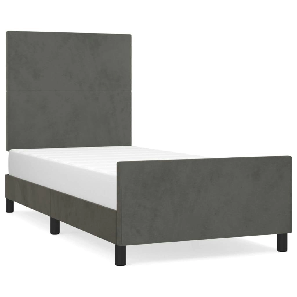 Bed Frame without Mattress Dark Grey 107x203 cm King Single Size Velvet 3283152