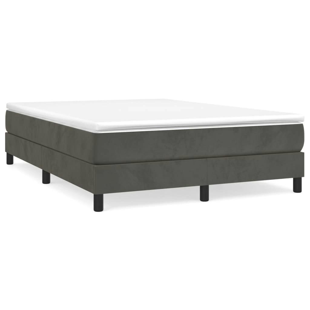 Box Spring Bed with Mattress Dark Grey 153x203 cm Queen Size Velvet 3144367