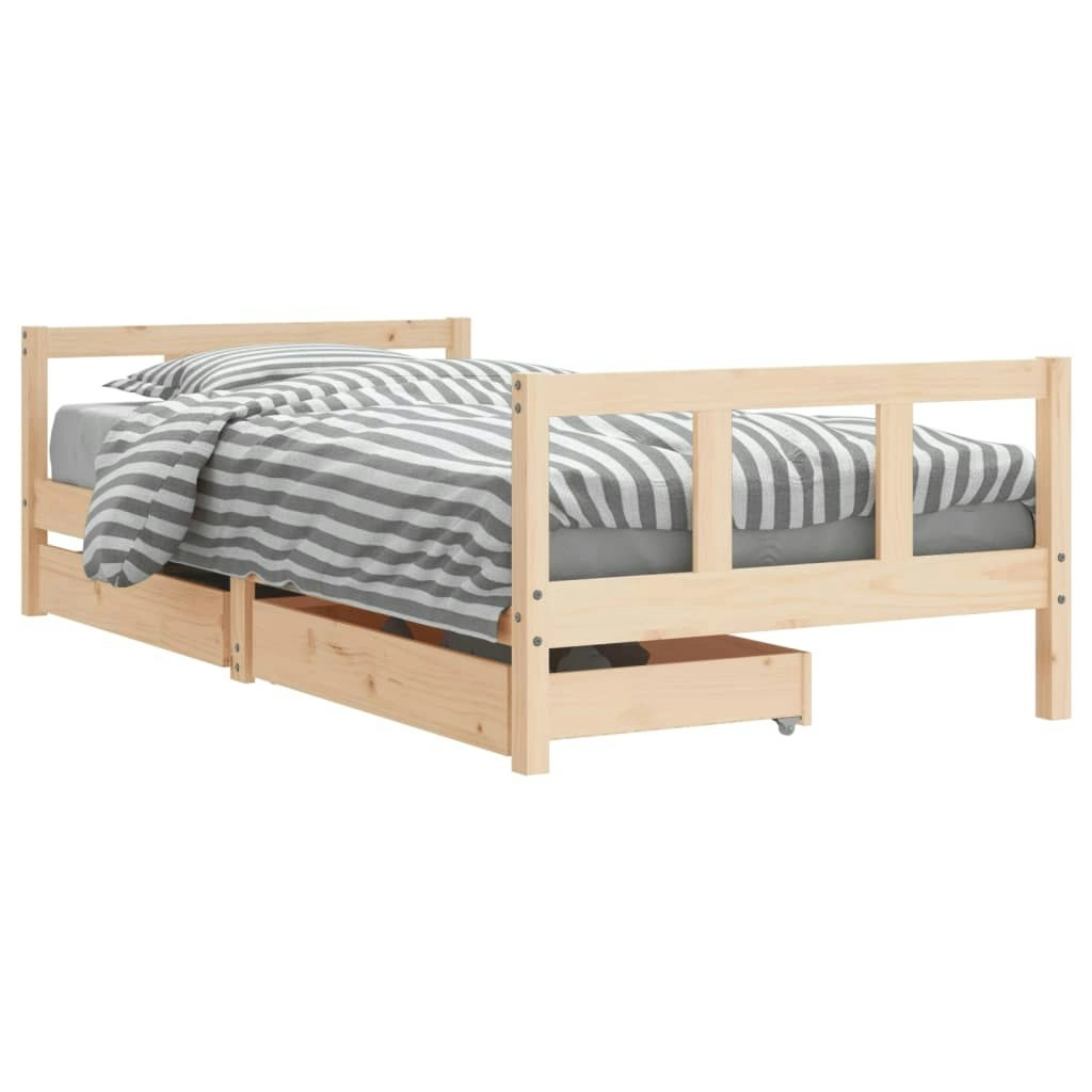 Kids Bed Frame with Drawers 90x190 cm Solid Wood Pine 834417