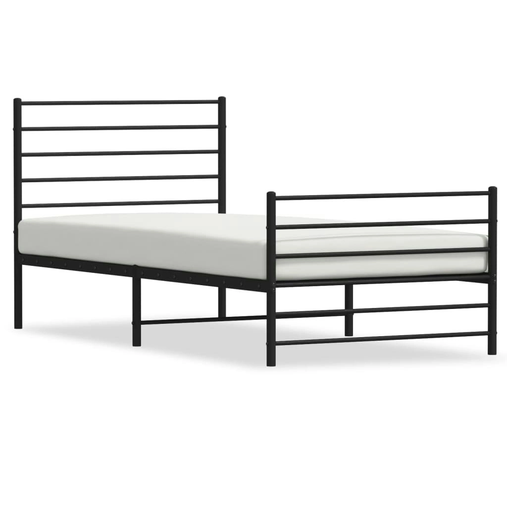 Metal Bed Frame without Mattress with Footboard Black 107x203 cm King Single 352333