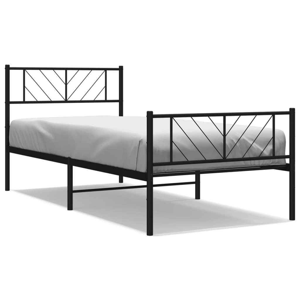 Metal Bed Frame without Mattress with Footboard Black 107x203 cm King Single 372193