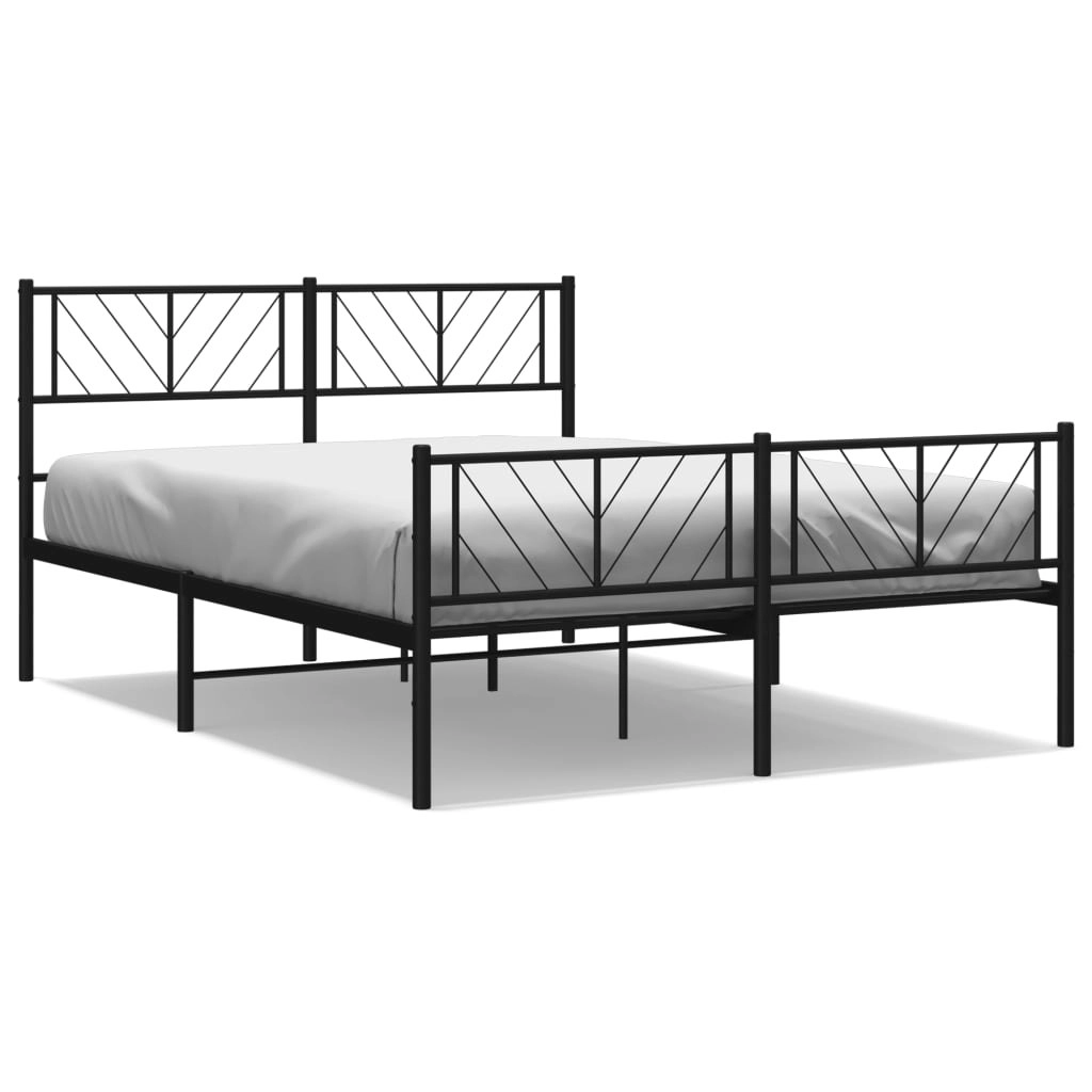 Metal Bed Frame without Mattress with Footboard Black 150x200 cm 372199