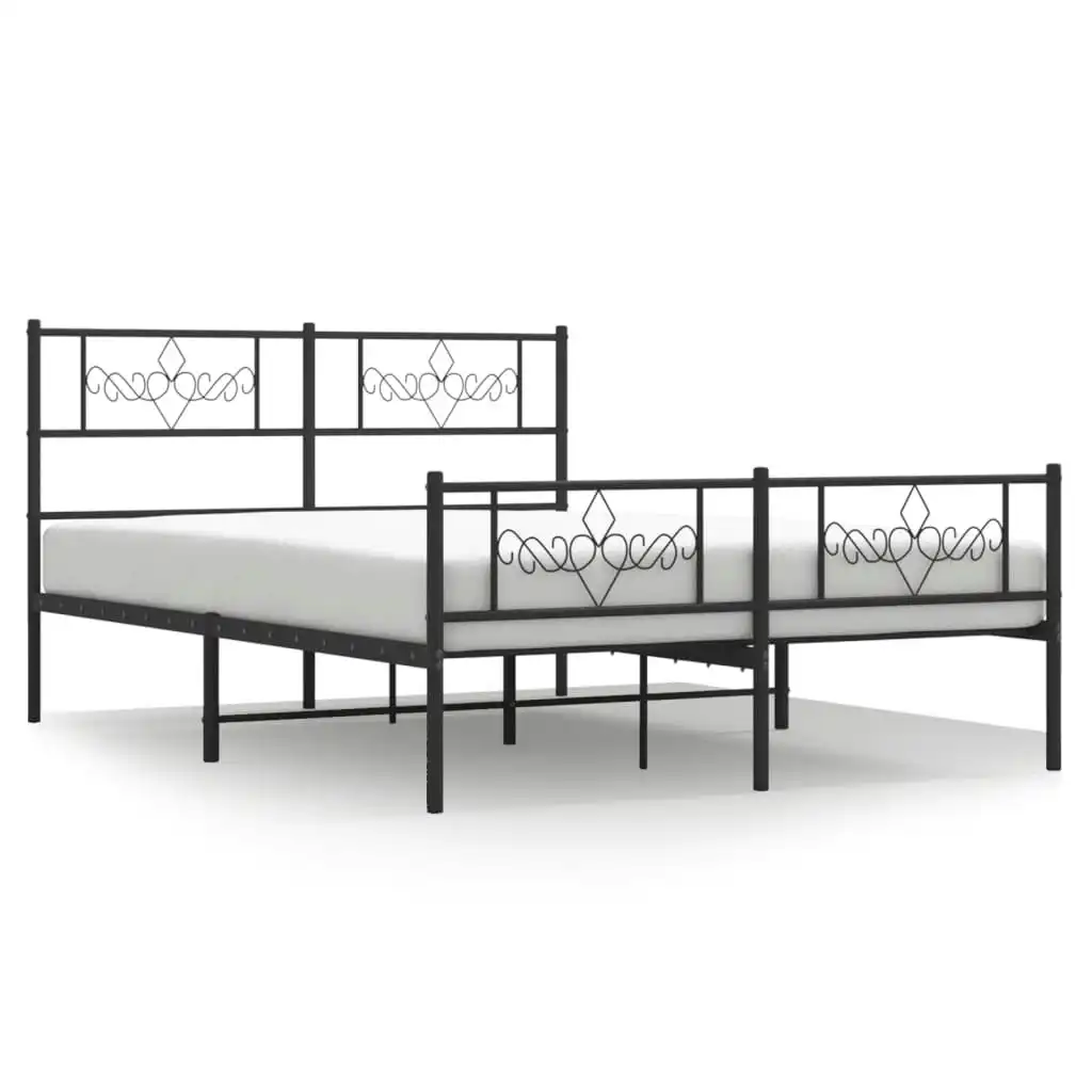 Metal Bed Frame with Headboard and Footboard Black 150x200 cm 355287