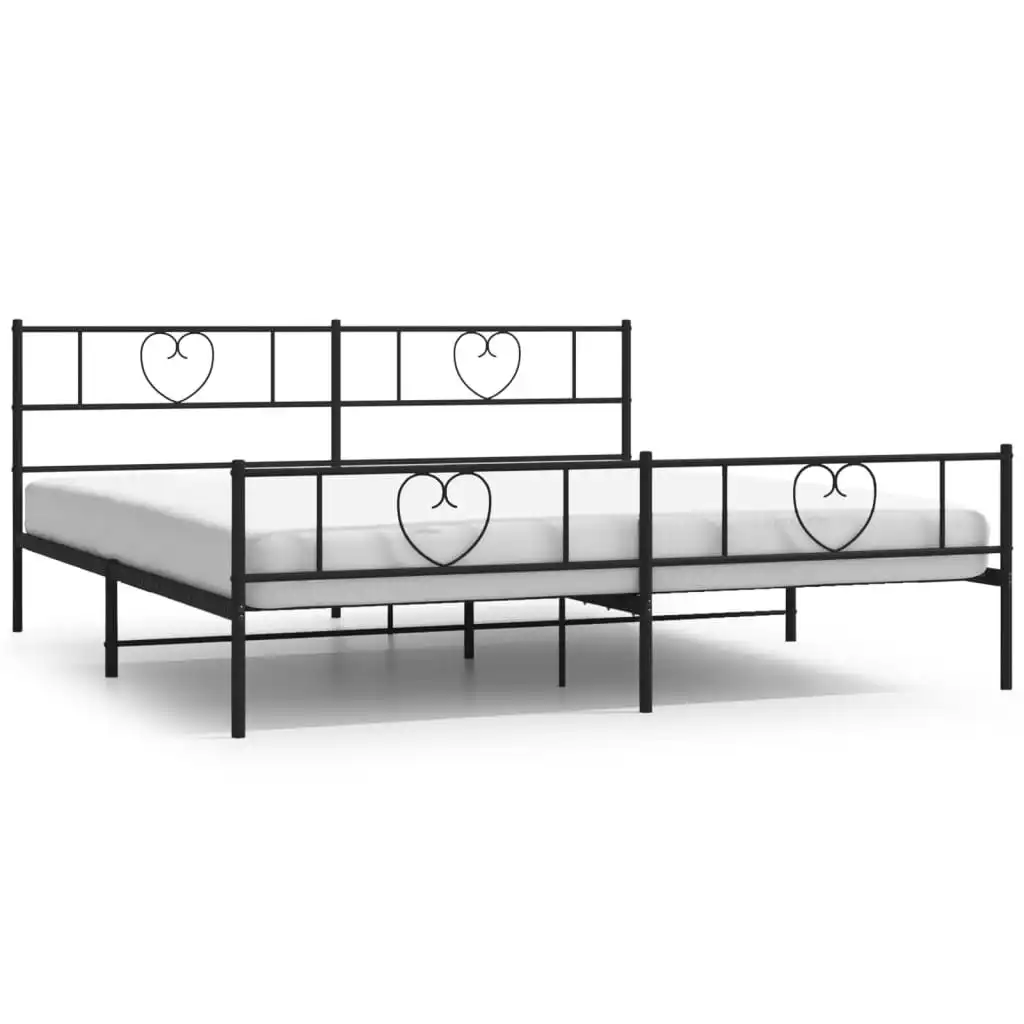 Metal Bed Frame with Headboard and Footboard Black 183x203 cm King Size 355485