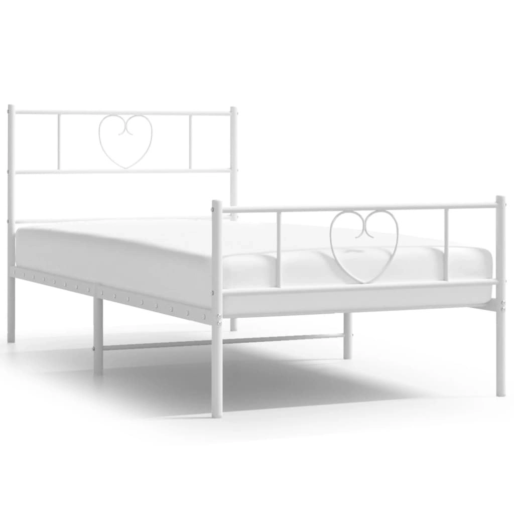 Metal Bed Frame without Mattress with Footboard White 107x203 cm King Single 355526