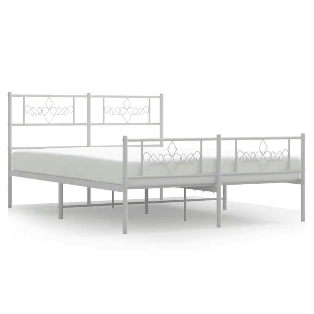 Metal Bed Frame with Headboard and Footboard White 150x200 cm 355336