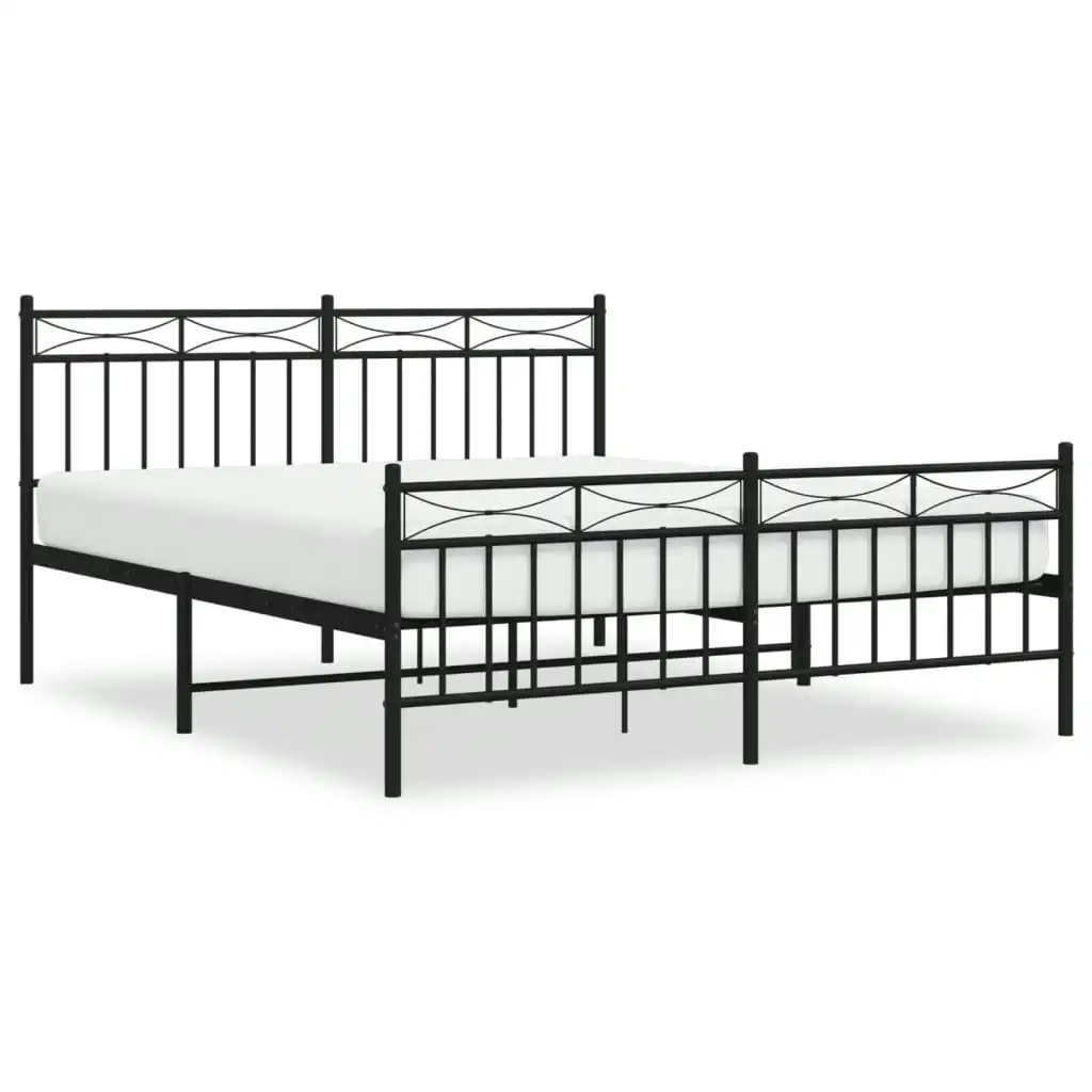 Metal Bed Frame with Headboard and FootboardÂ Black 150x200 cm 373711