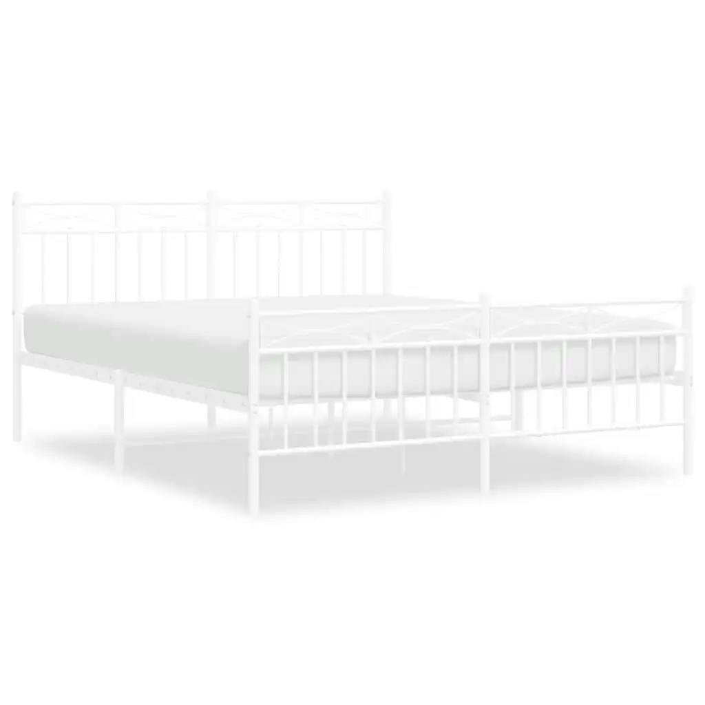 Metal Bed Frame with Headboard and FootboardÂ White 150x200 cm 373760