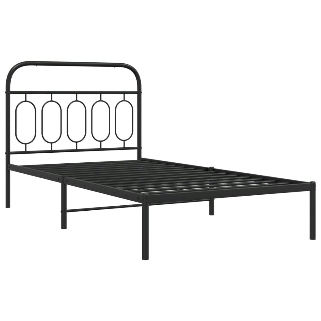 Metal Bed Frame with Headboard Black 106x203 cm King Single Size 377113