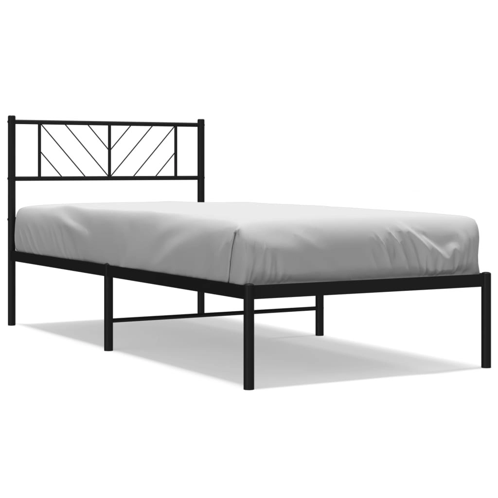 Metal Bed Frame without Mattress with Headboard Black 107x203 cm King Single 372175