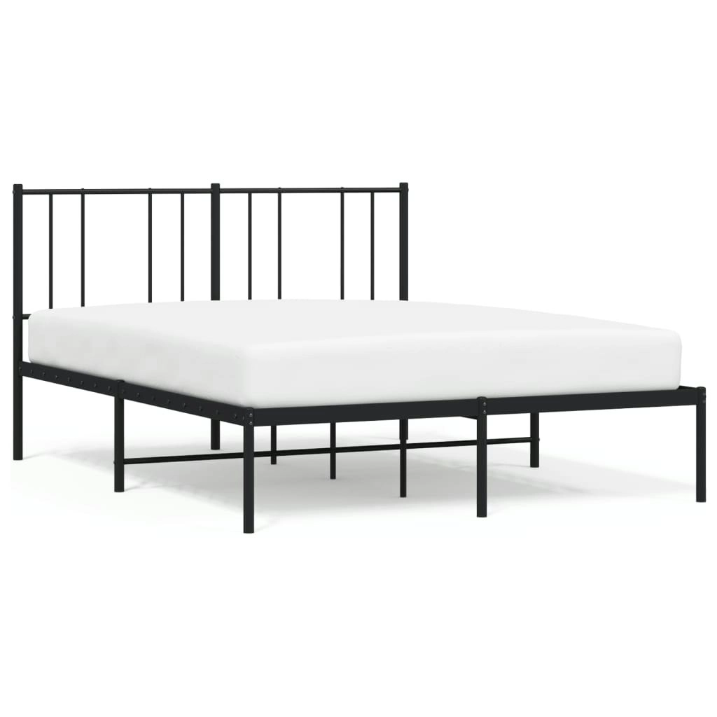 Metal Bed Frame without Mattress with Headboard Black 135x190 cm 352479