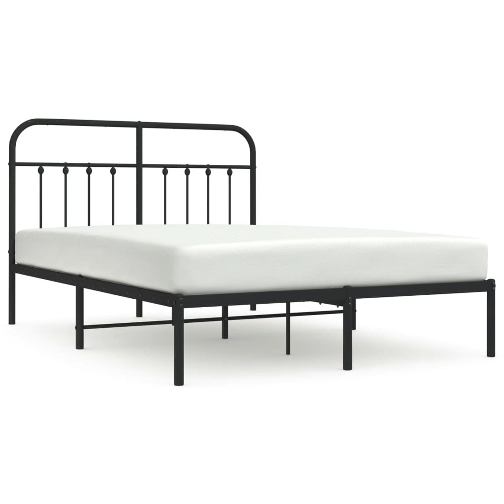 Metal Bed Frame without Mattress with Headboard Black 135x190 cm 352577