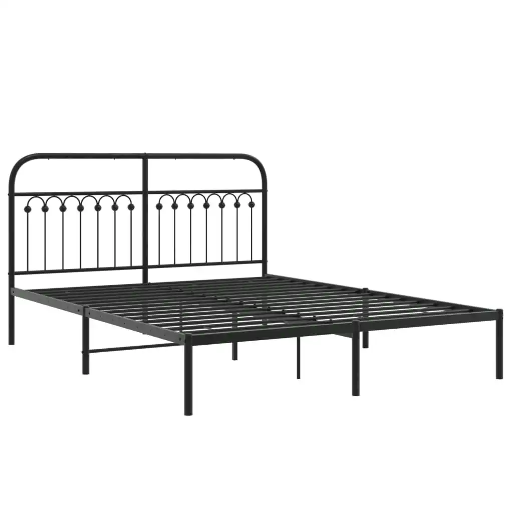 Metal Bed Frame with Headboard Black 150x200 cm 376602