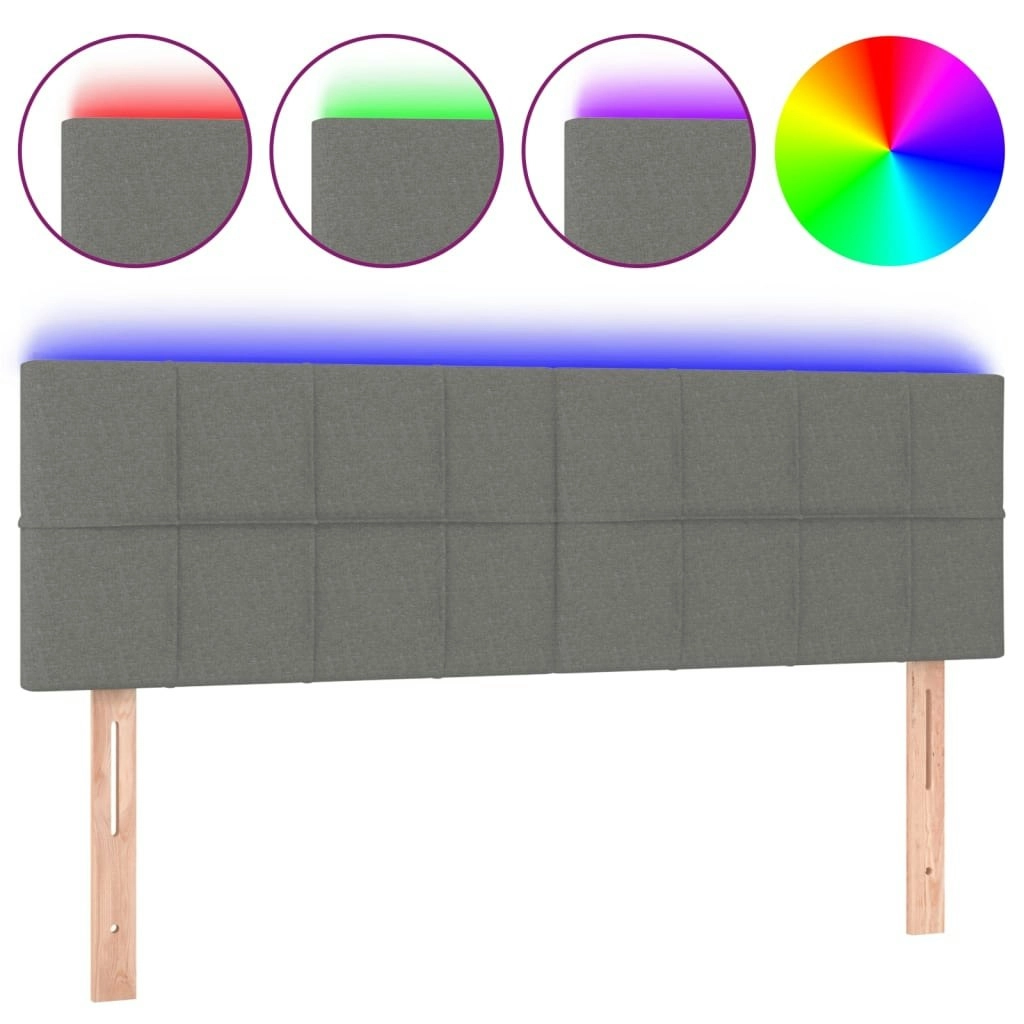 LED Headboard Dark Grey 144x5x78/88 cm Fabric 3121611