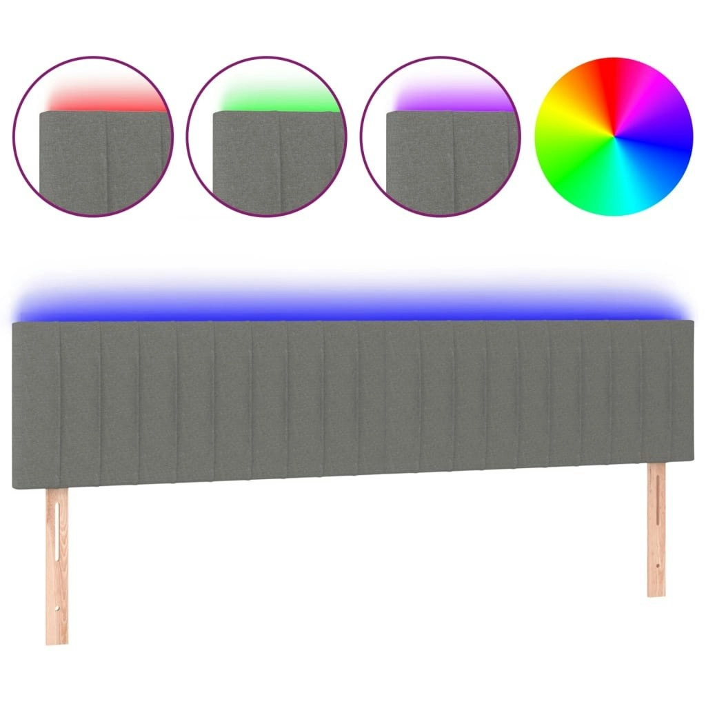 LED Headboard Dark Grey 200x5x78/88 cm Fabric 3121873