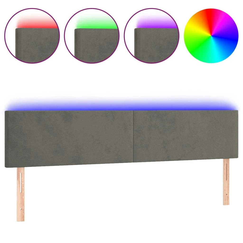 LED Headboard Dark Grey 200 cm Velvet 3121399