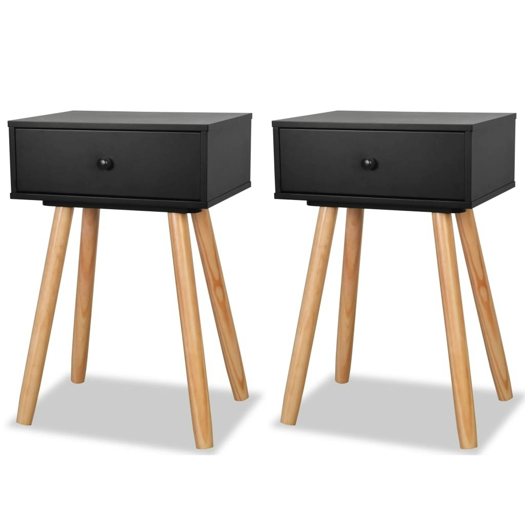 Bedside Tables 2 pcs Solid Pinewood 40x30x61 cm Black 244741