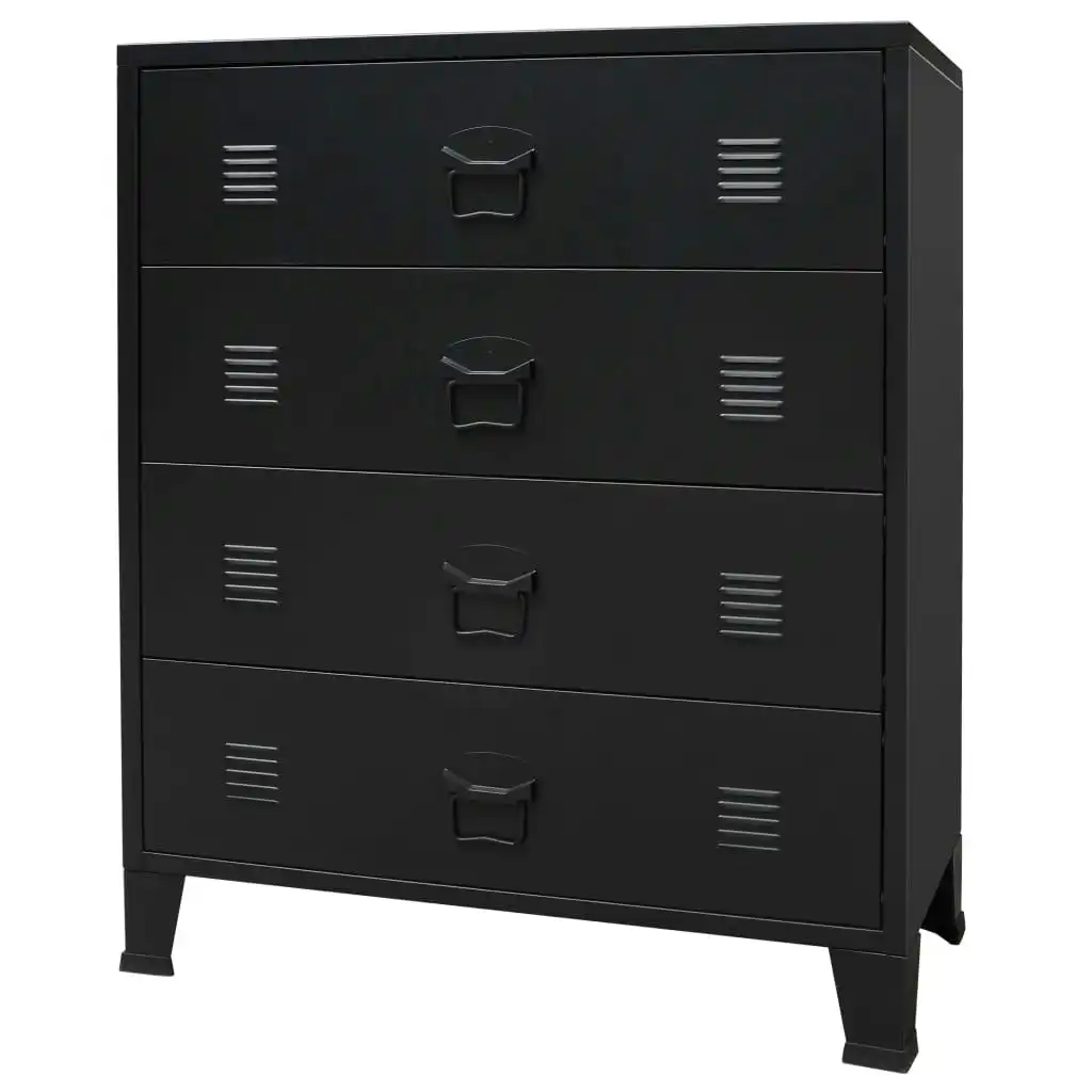 Chest of Drawers Metal Industrial Style 78x40x93 cm Black 245963