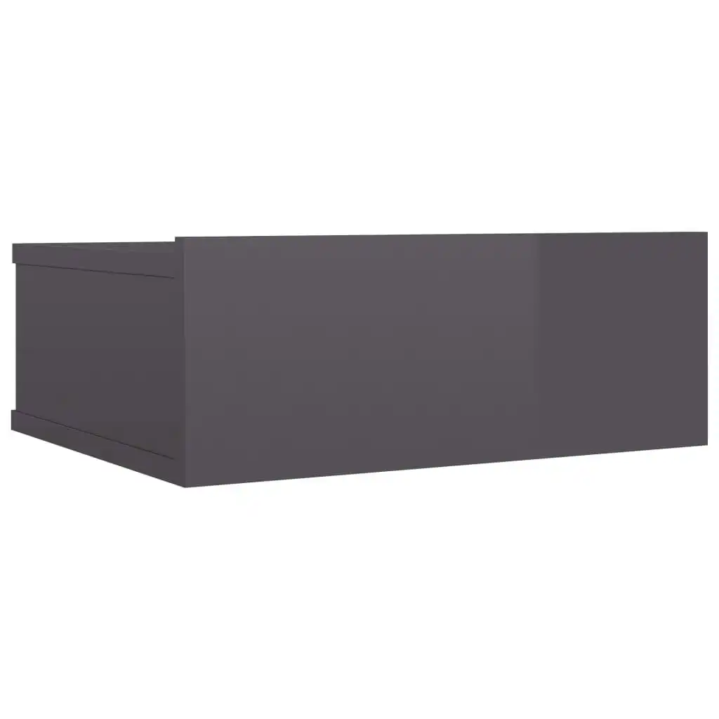 Floating Nightstand High Gloss Grey 40x30x15 cm Engineered Wood 800322