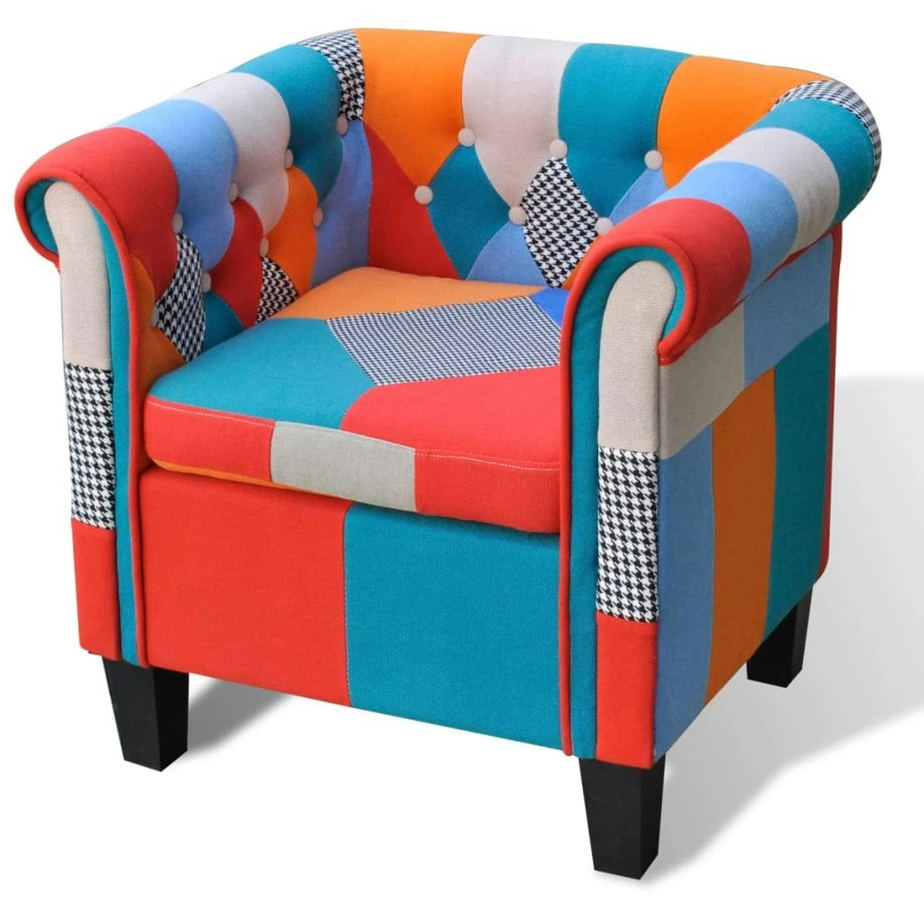 Armchair with Patchwork Design Fabric 241027