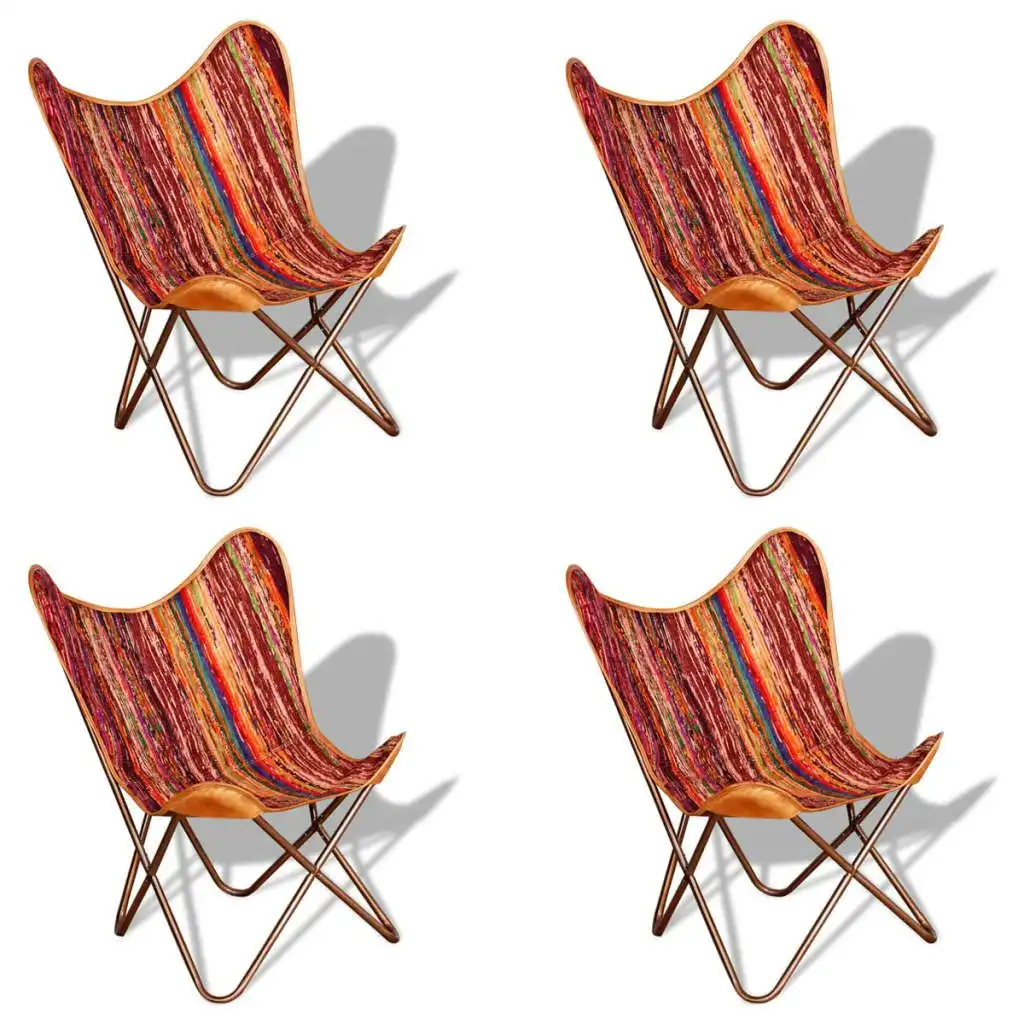 Butterfly Chairs 4 pcs Multicolour Chindi Fabric 278751