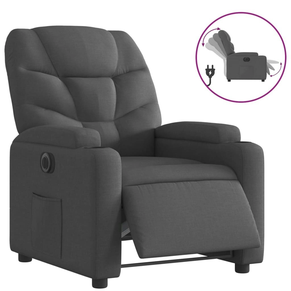 Electric Recliner Chair Dark Grey Fabric 3205617