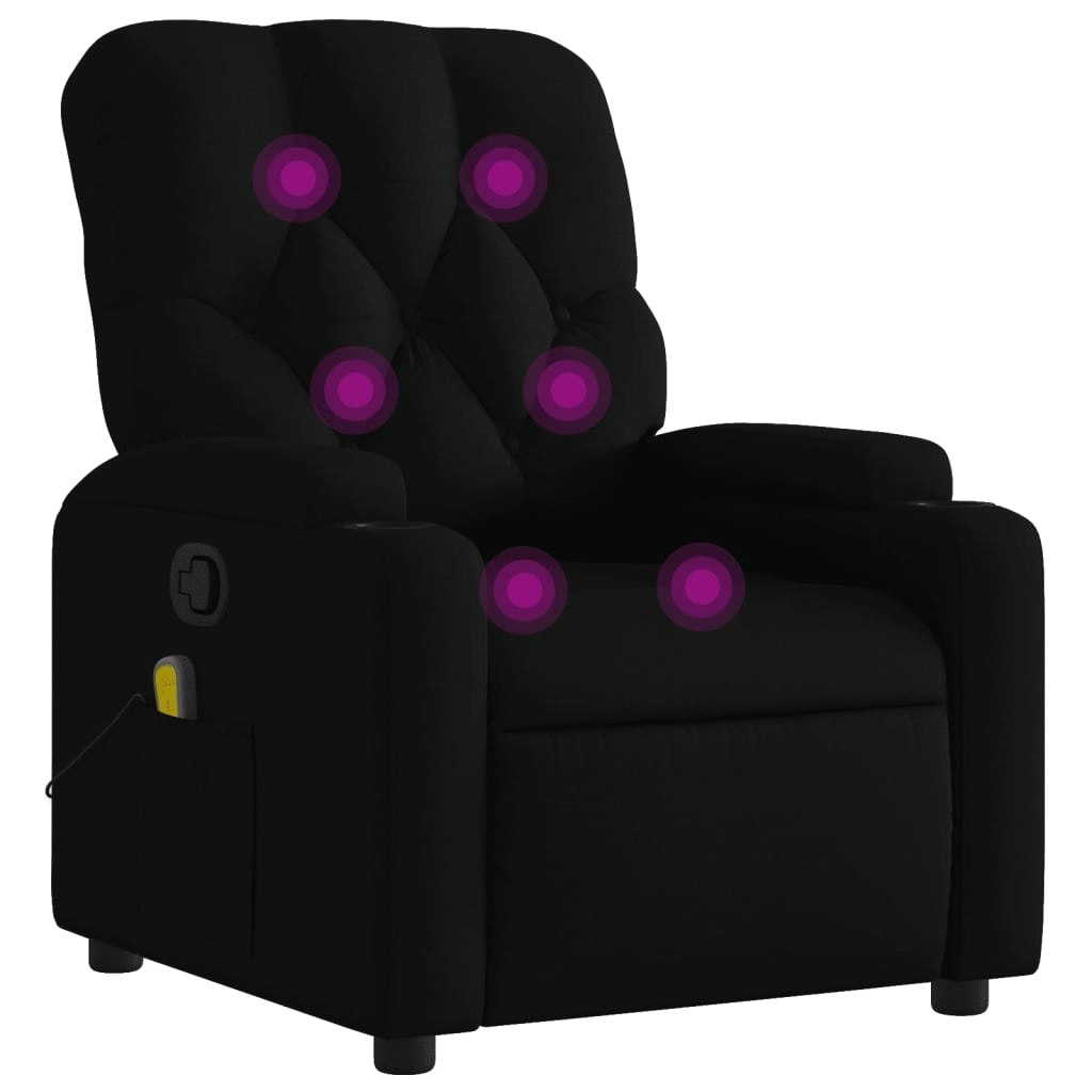 Massage Recliner Chair Black Fabric 3205666