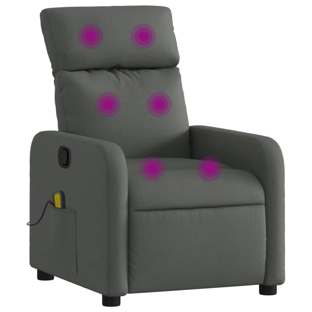 Massage Recliner Chair Dark Grey Fabric 3206864