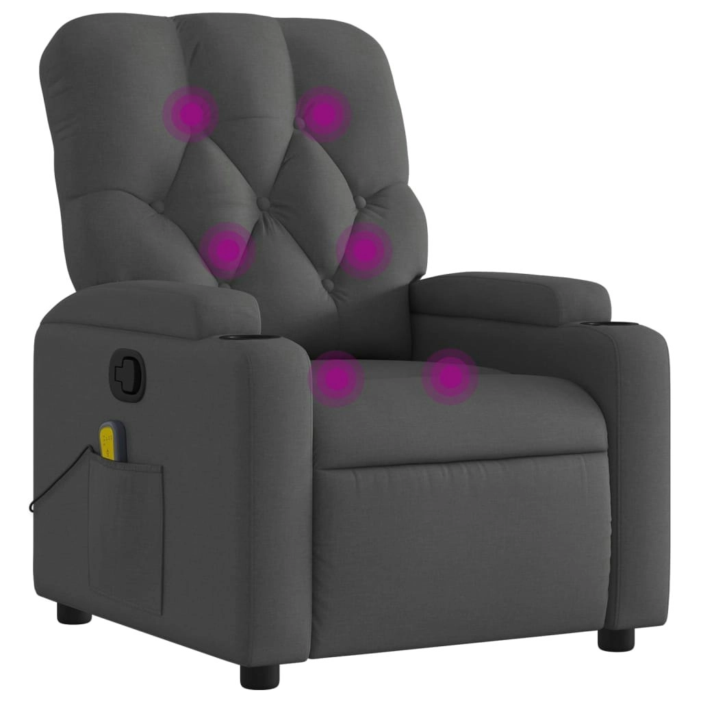 Massage Recliner Chair Dark Grey Fabric 372492