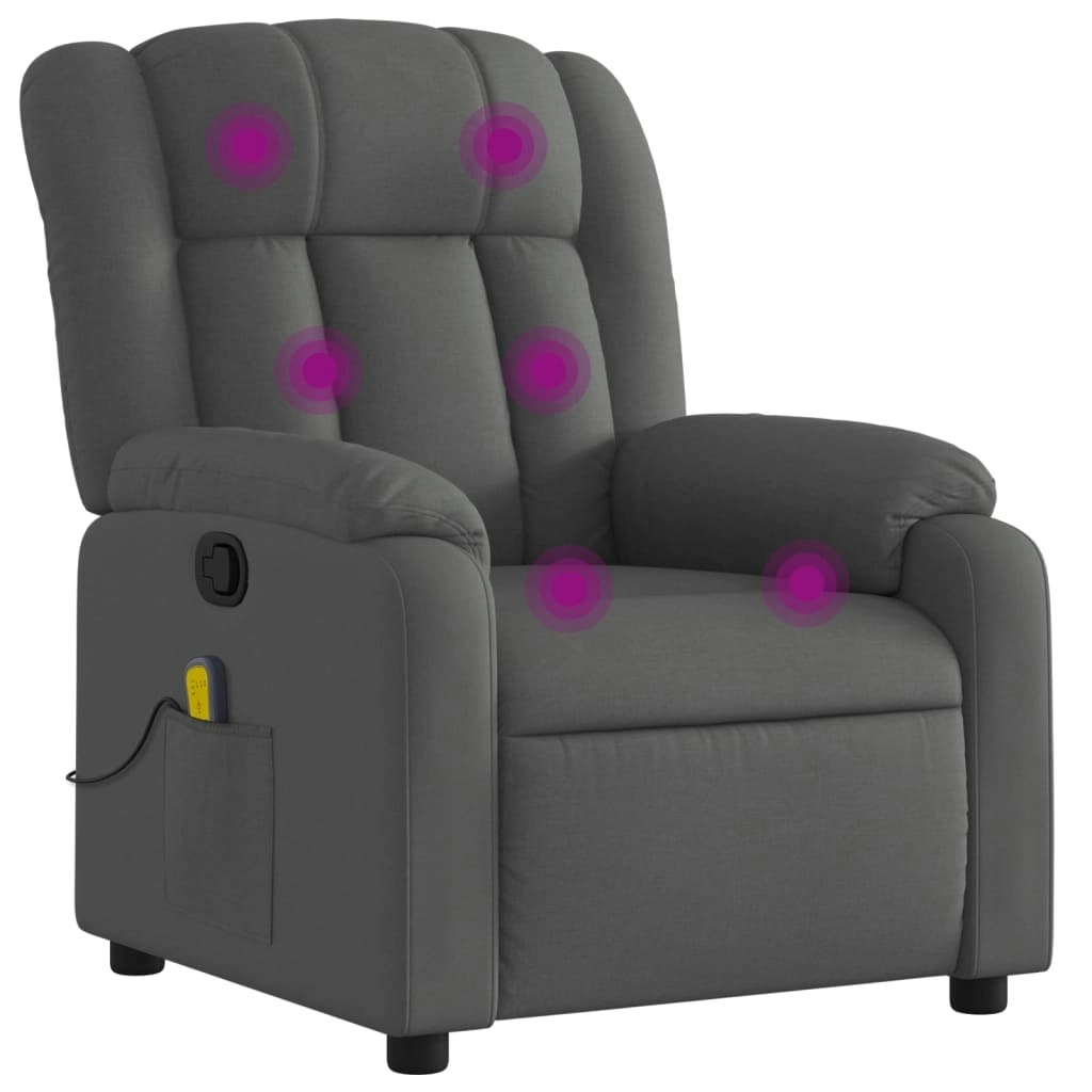 Massage Recliner Chair Dark Grey Fabric 373587