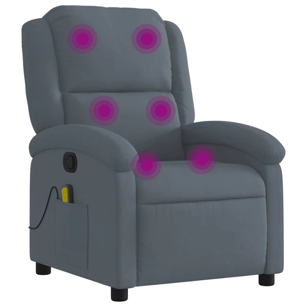 Massage Recliner Chair Dark Grey Velvet 371809