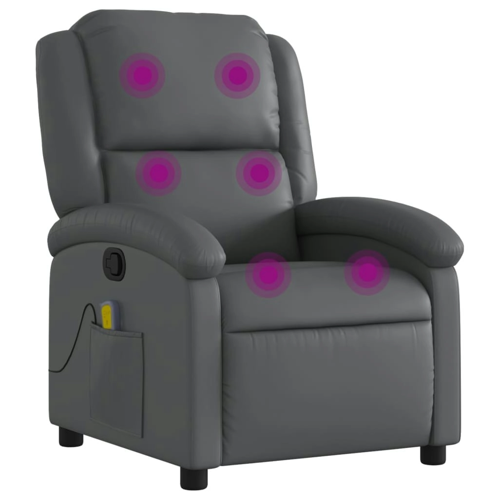 Massage Recliner Chair Grey Faux Leather 3205901