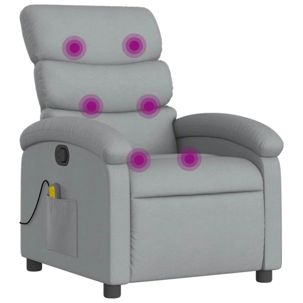 Massage Recliner Chair Light Grey Fabric 371701